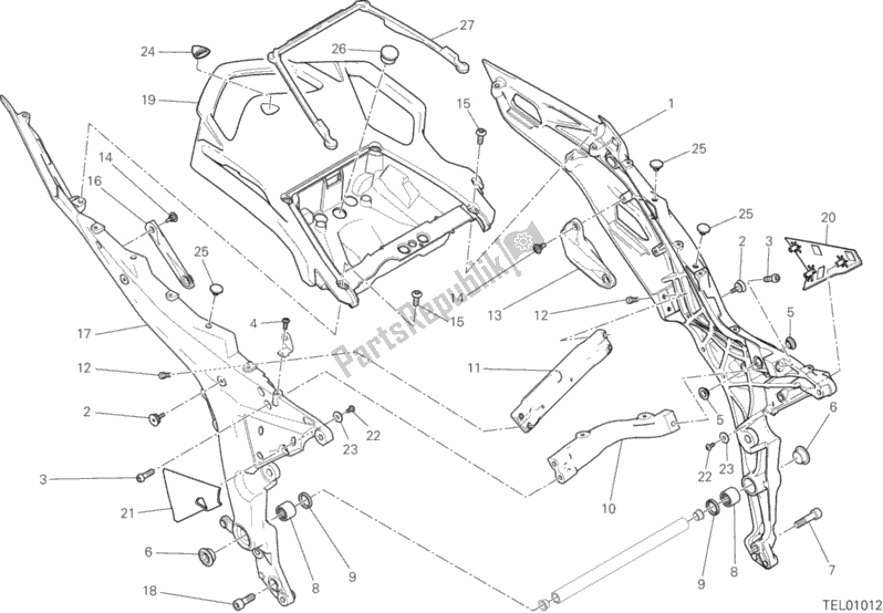 Todas as partes de Quadro Traseiro Comp. Do Ducati Multistrada 1200 Enduro Touring 2016